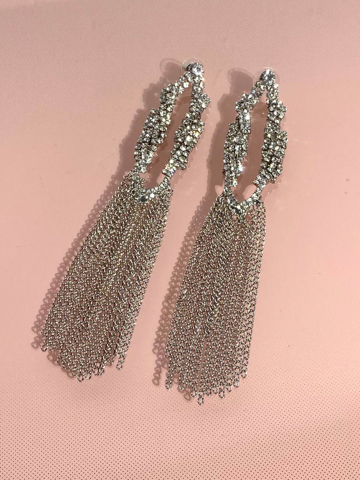 Boucles d'oreilles strass et chaines